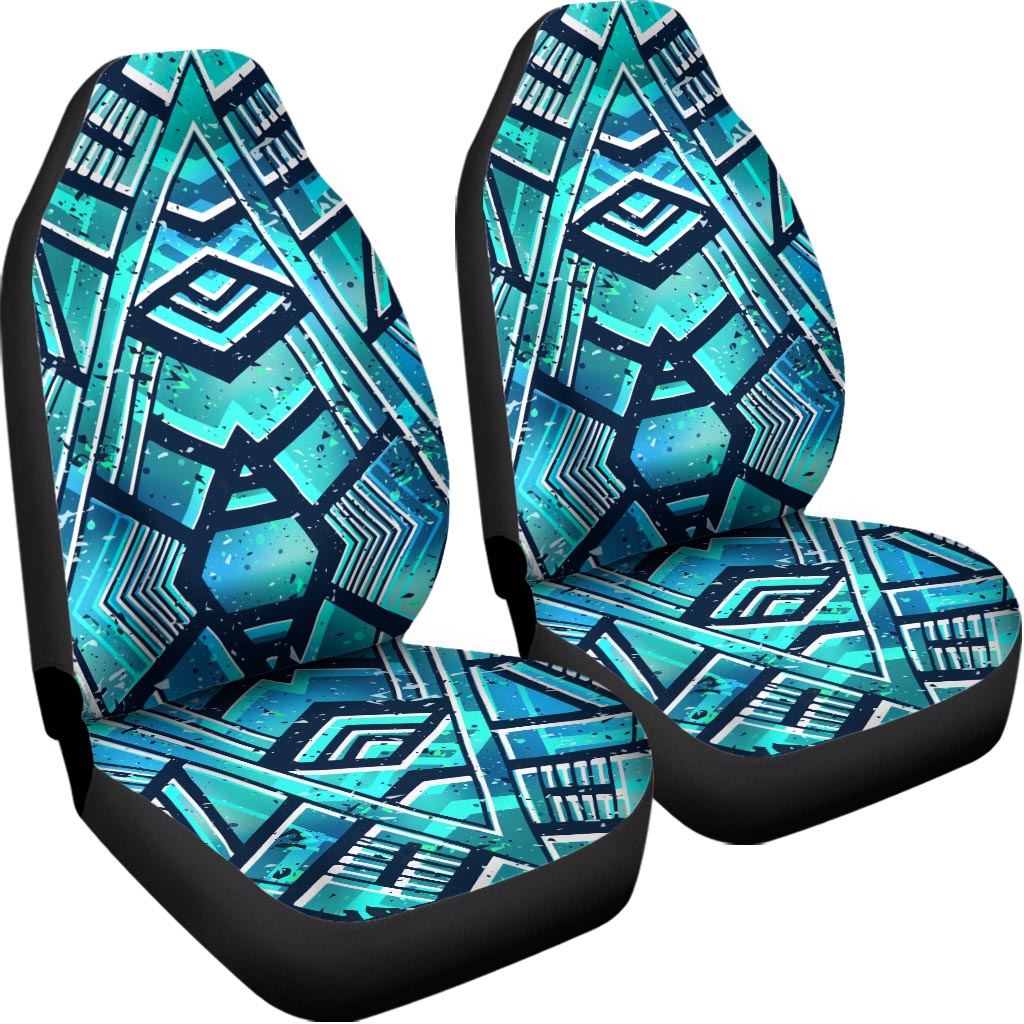 Turquoise Ethnic Aztec Trippy Print Universal Fit Car Seat Covers