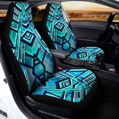 Turquoise Ethnic Aztec Trippy Print Universal Fit Car Seat Covers