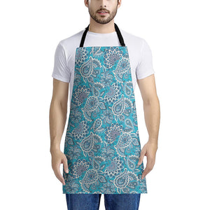 Turquoise Floral Bohemian Pattern Print Apron