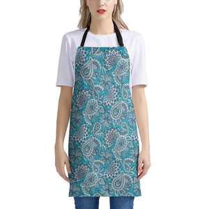 Turquoise Floral Bohemian Pattern Print Apron