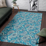 Turquoise Floral Bohemian Pattern Print Area Rug GearFrost