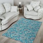 Turquoise Floral Bohemian Pattern Print Area Rug GearFrost