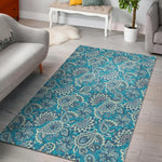 Turquoise Floral Bohemian Pattern Print Area Rug GearFrost