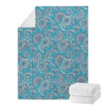Turquoise Floral Bohemian Pattern Print Blanket