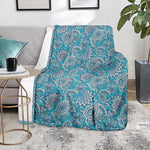 Turquoise Floral Bohemian Pattern Print Blanket
