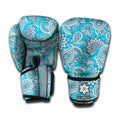 Turquoise Floral Bohemian Pattern Print Boxing Gloves