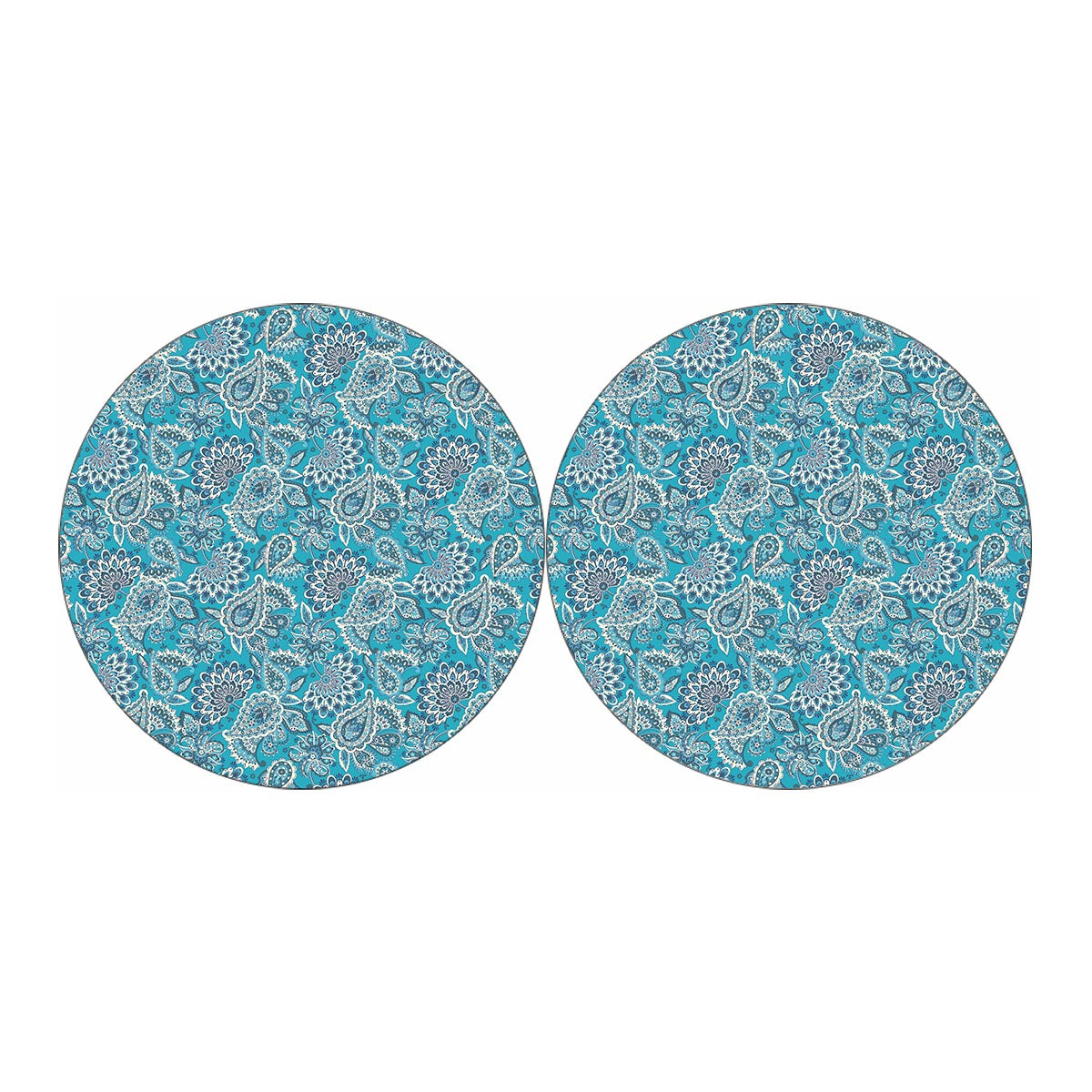 Turquoise Floral Bohemian Pattern Print Car Coasters