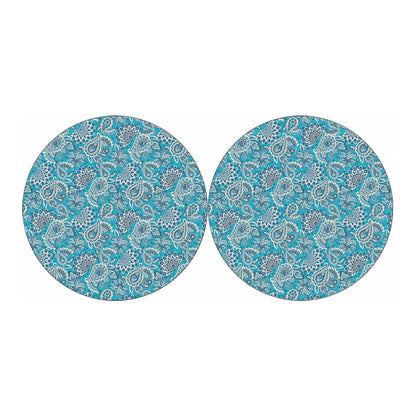 Turquoise Floral Bohemian Pattern Print Car Coasters
