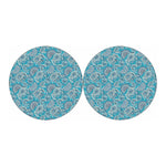 Turquoise Floral Bohemian Pattern Print Car Coasters