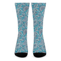Turquoise Floral Bohemian Pattern Print Crew Socks