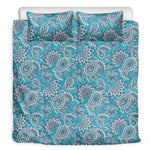 Turquoise Floral Bohemian Pattern Print Duvet Cover Bedding Set