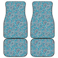 Turquoise Floral Bohemian Pattern Print Front and Back Car Floor Mats