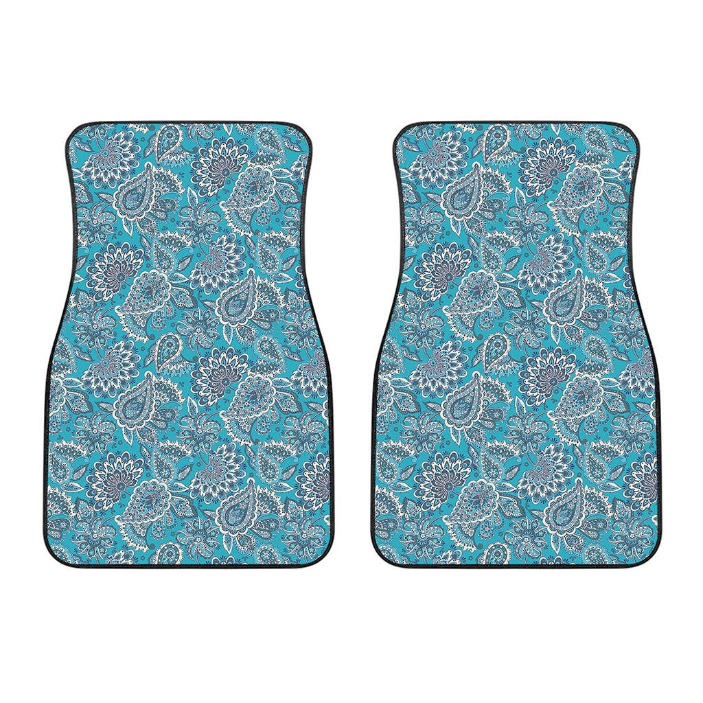Turquoise Floral Bohemian Pattern Print Front Car Floor Mats