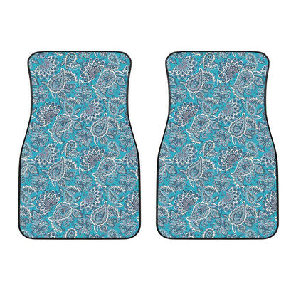 Turquoise Floral Bohemian Pattern Print Front Car Floor Mats