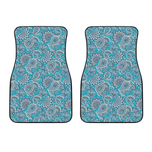 Turquoise Floral Bohemian Pattern Print Front Car Floor Mats