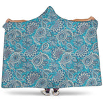 Turquoise Floral Bohemian Pattern Print Hooded Blanket