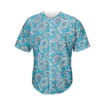Turquoise Floral Bohemian Pattern Print Men's Baseball Jersey