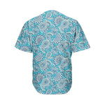 Turquoise Floral Bohemian Pattern Print Men's Baseball Jersey