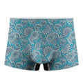 Turquoise Floral Bohemian Pattern Print Men's Boxer Briefs