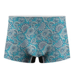 Turquoise Floral Bohemian Pattern Print Men's Boxer Briefs