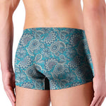 Turquoise Floral Bohemian Pattern Print Men's Boxer Briefs