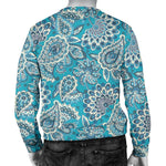 Turquoise Floral Bohemian Pattern Print Men's Crewneck Sweatshirt GearFrost