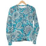 Turquoise Floral Bohemian Pattern Print Men's Crewneck Sweatshirt GearFrost