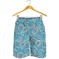 Turquoise Floral Bohemian Pattern Print Men's Shorts