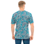 Turquoise Floral Bohemian Pattern Print Men's T-Shirt