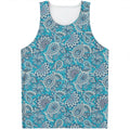 Turquoise Floral Bohemian Pattern Print Men's Tank Top