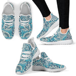 Turquoise Floral Bohemian Pattern Print Mesh Knit Shoes GearFrost