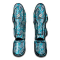 Turquoise Floral Bohemian Pattern Print Muay Thai Shin Guards