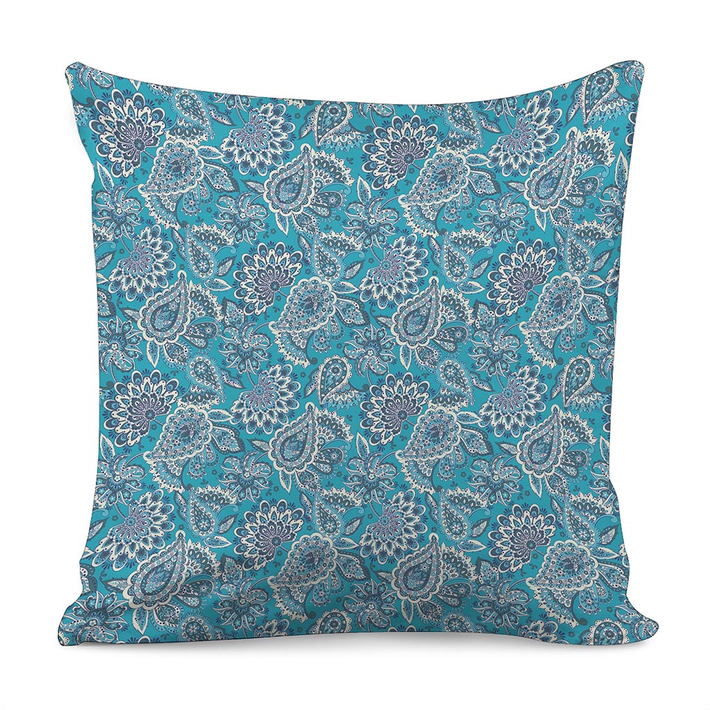 Turquoise Floral Bohemian Pattern Print Pillow Cover