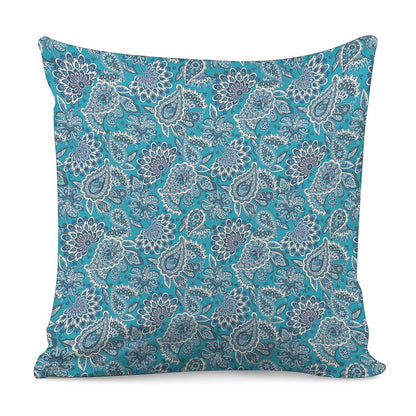 Turquoise Floral Bohemian Pattern Print Pillow Cover