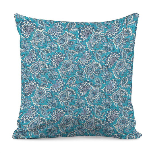 Turquoise Floral Bohemian Pattern Print Pillow Cover