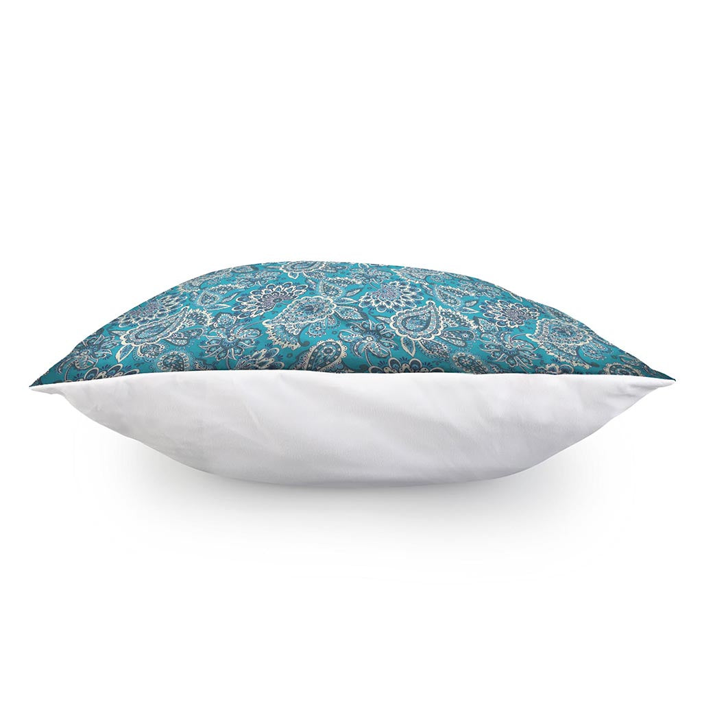 Turquoise Floral Bohemian Pattern Print Pillow Cover