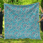 Turquoise Floral Bohemian Pattern Print Quilt