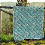 Turquoise Floral Bohemian Pattern Print Quilt