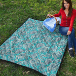 Turquoise Floral Bohemian Pattern Print Quilt