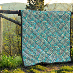 Turquoise Floral Bohemian Pattern Print Quilt
