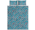 Turquoise Floral Bohemian Pattern Print Quilt Bed Set