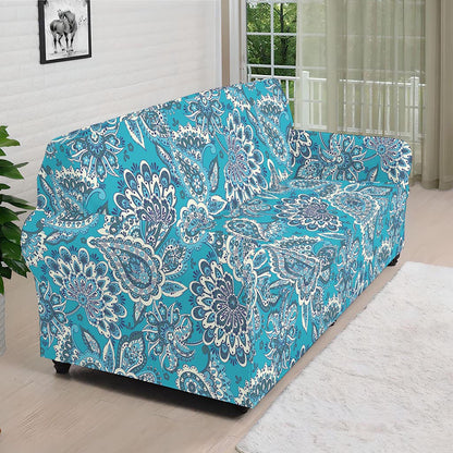 Turquoise Floral Bohemian Pattern Print Sofa Cover