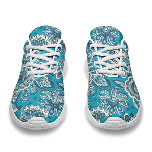 Turquoise Floral Bohemian Pattern Print Sport Shoes GearFrost