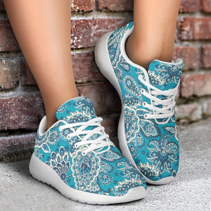 Turquoise Floral Bohemian Pattern Print Sport Shoes GearFrost