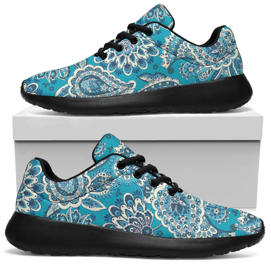 Turquoise Floral Bohemian Pattern Print Sport Shoes GearFrost