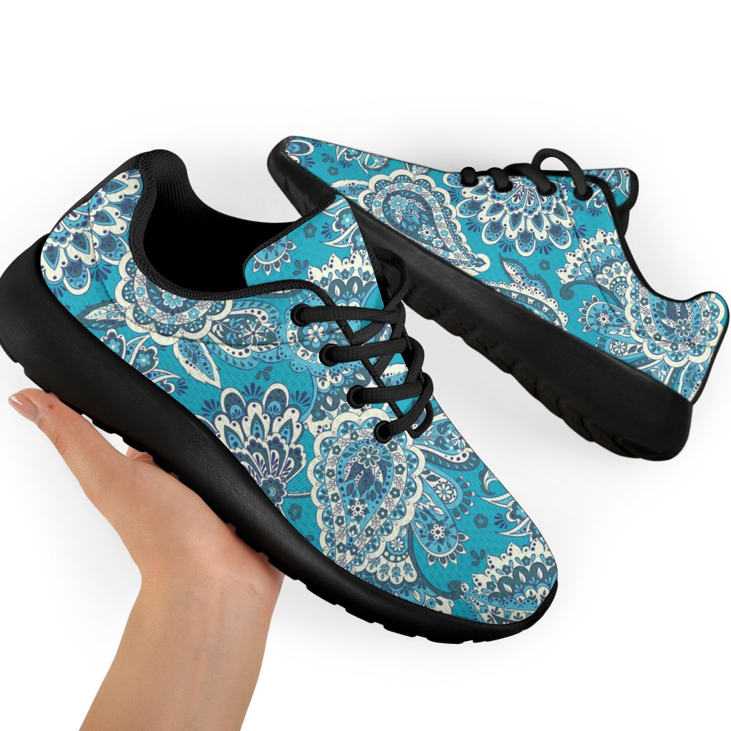 Turquoise Floral Bohemian Pattern Print Sport Shoes GearFrost