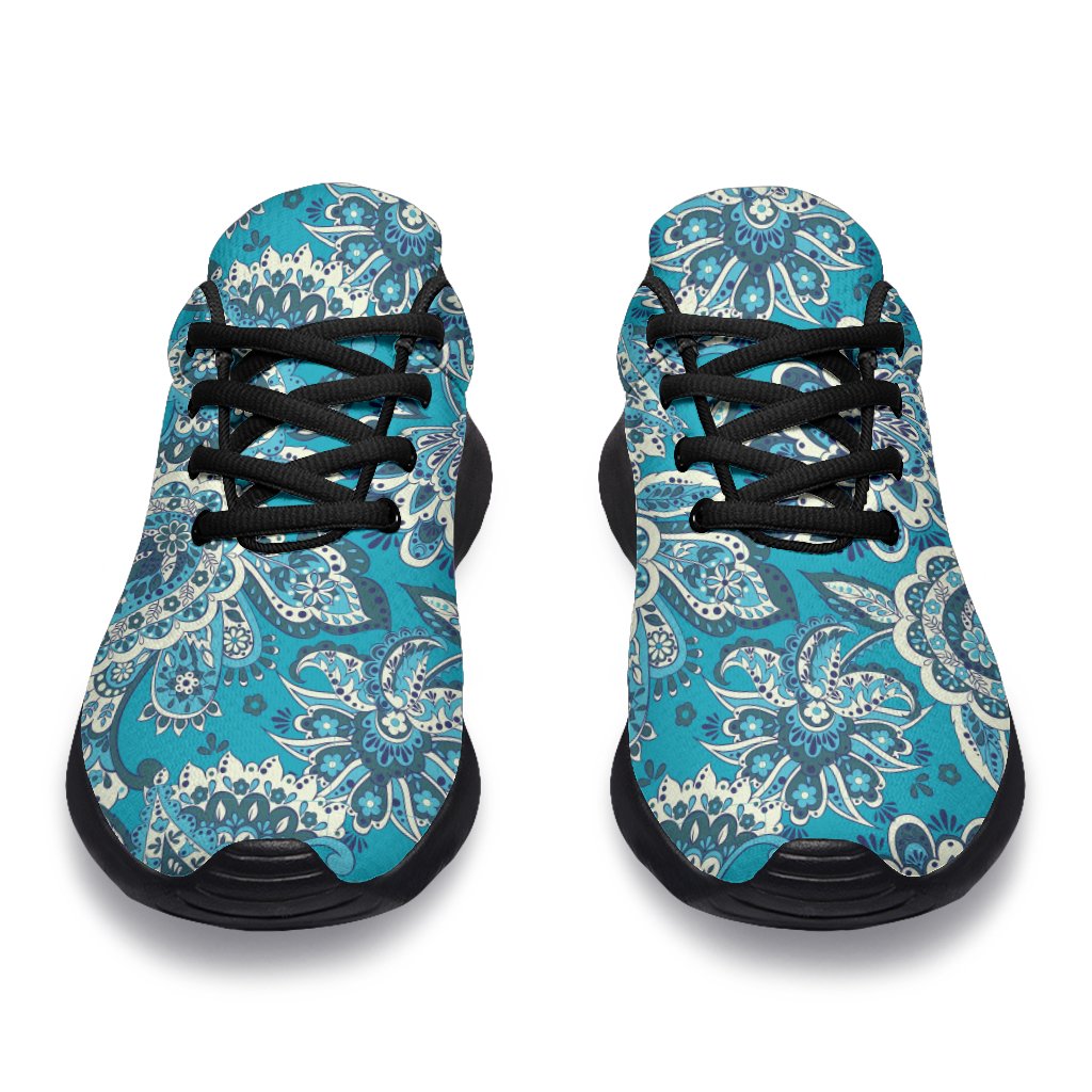 Turquoise Floral Bohemian Pattern Print Sport Shoes GearFrost