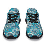 Turquoise Floral Bohemian Pattern Print Sport Shoes GearFrost