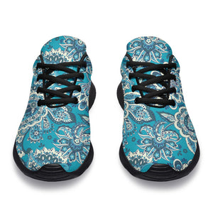 Turquoise Floral Bohemian Pattern Print Sport Shoes GearFrost