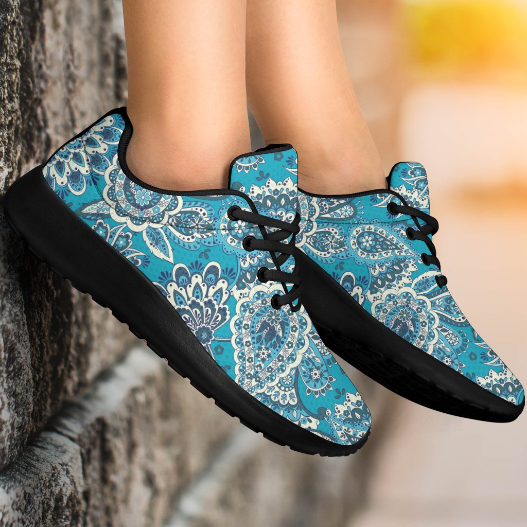 Turquoise Floral Bohemian Pattern Print Sport Shoes GearFrost